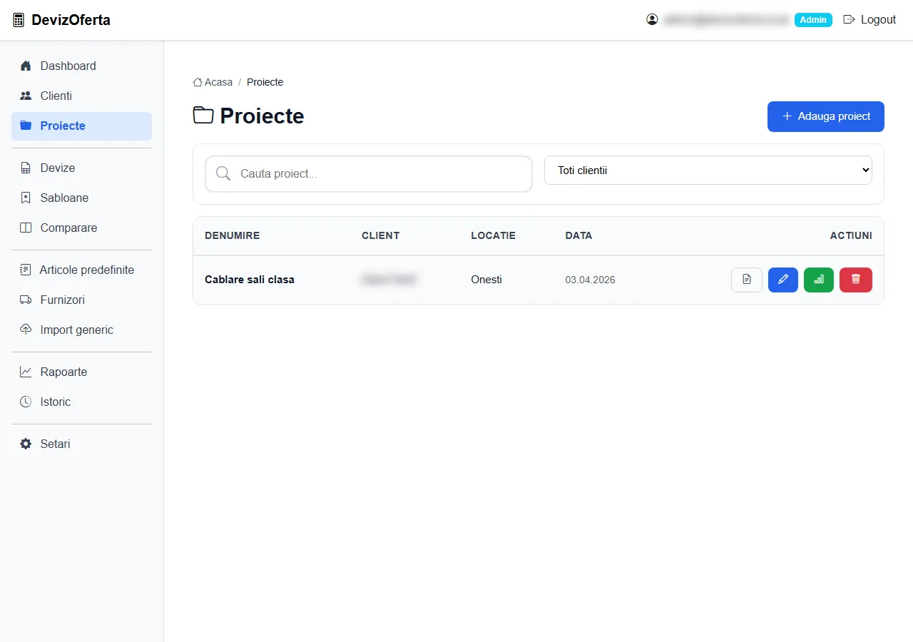 DevizOferta – Lista proiectelor