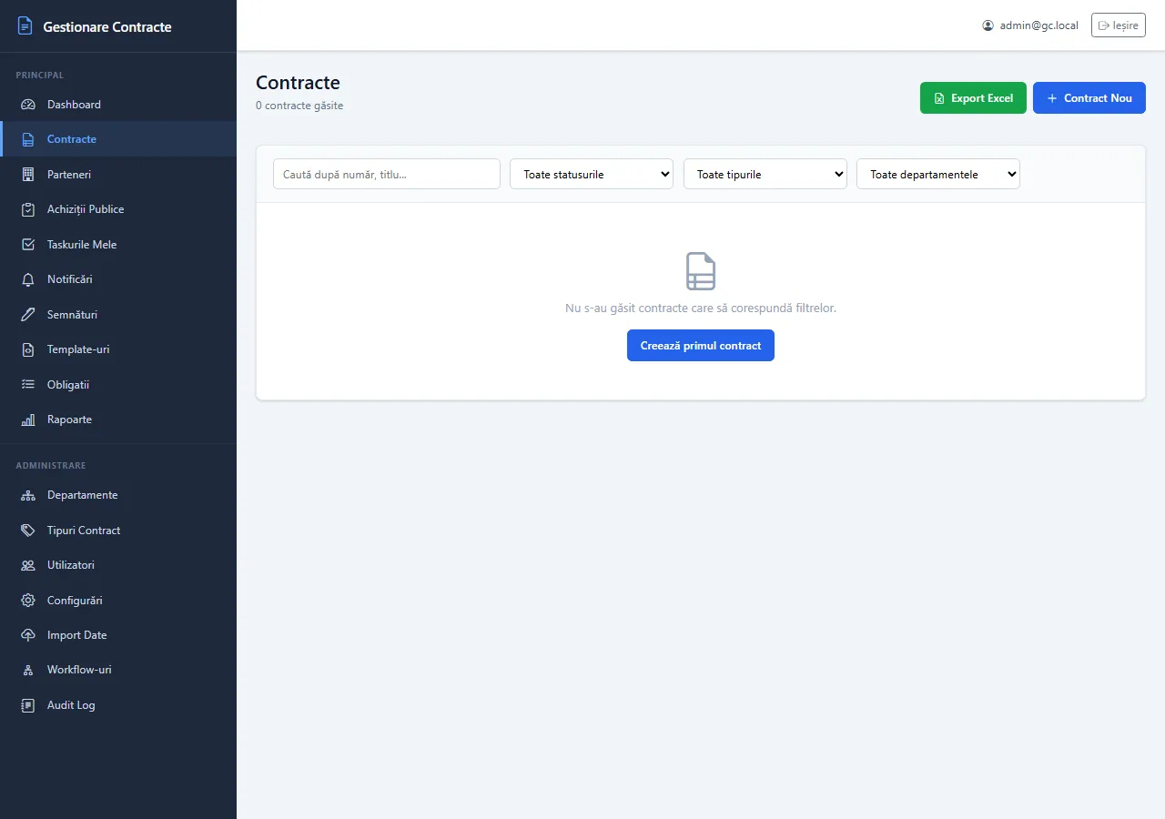 Gestionare Contracte – Lista contractelor