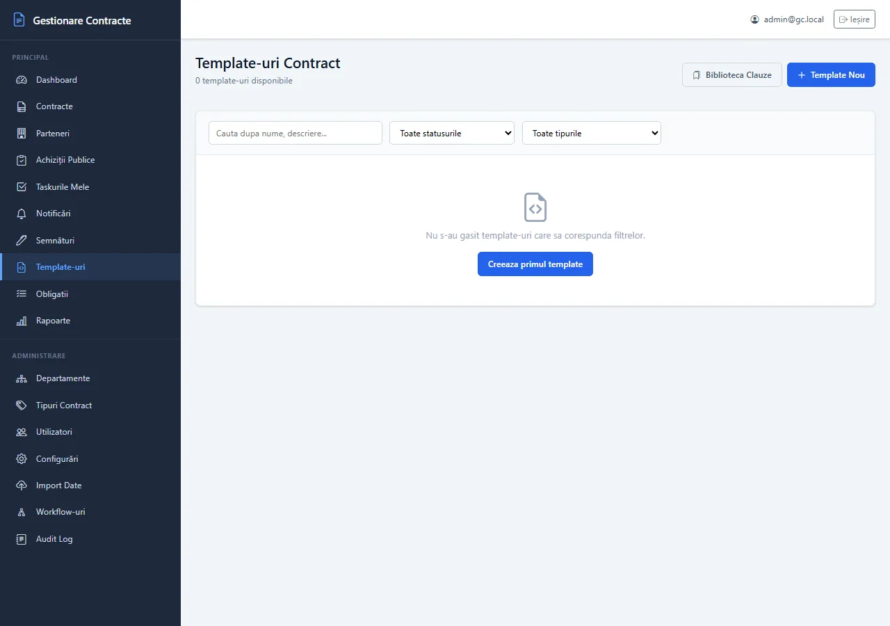 Gestionare Contracte – Template-uri de contract