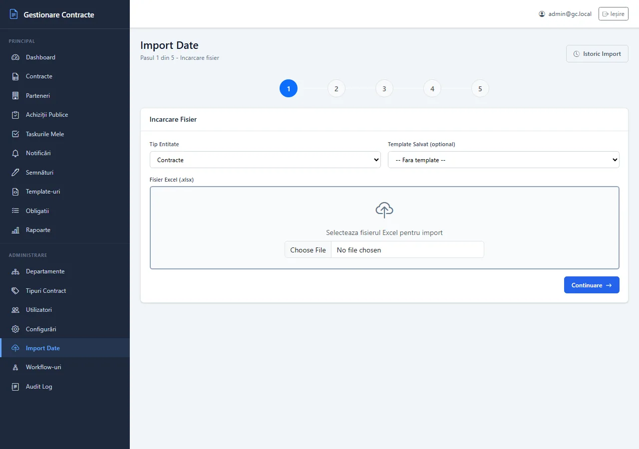 Gestionare Contracte – Import de date