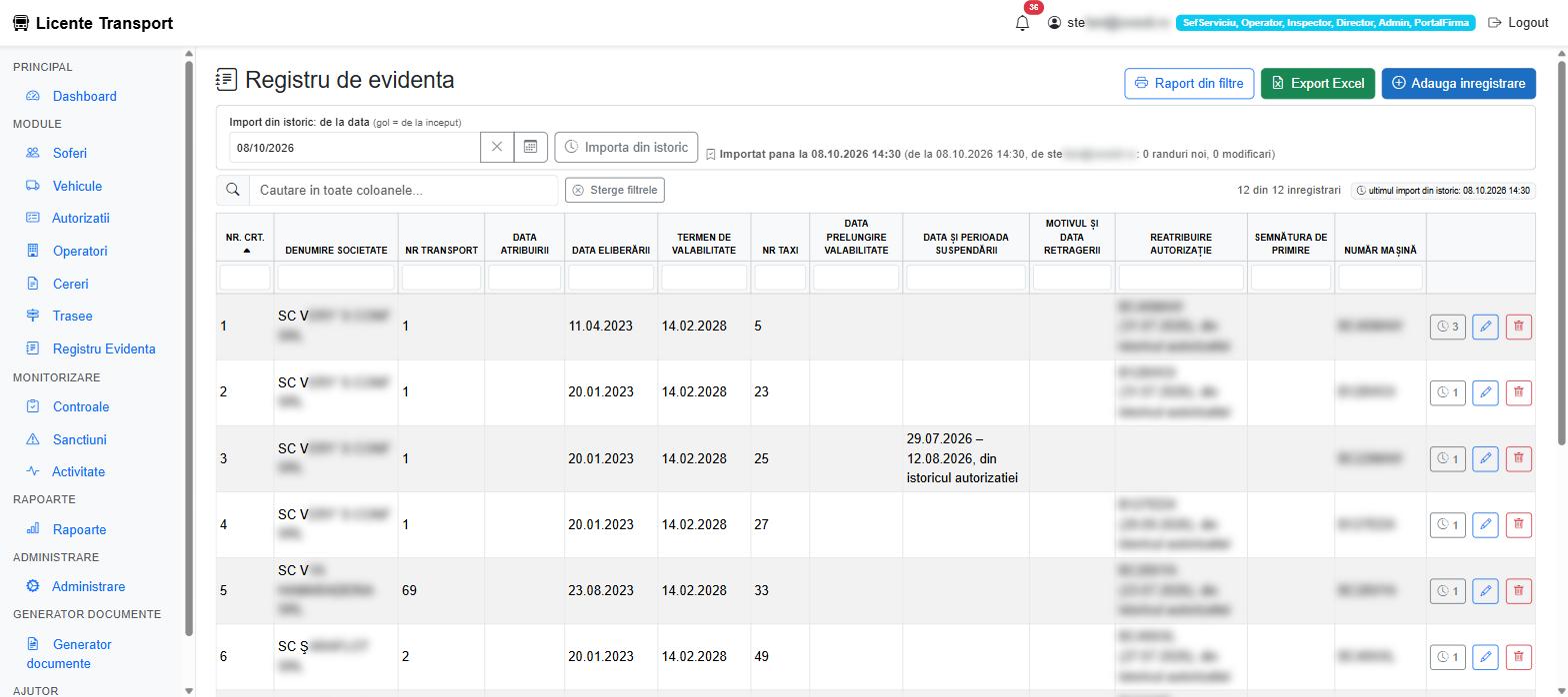 Registru de evidență