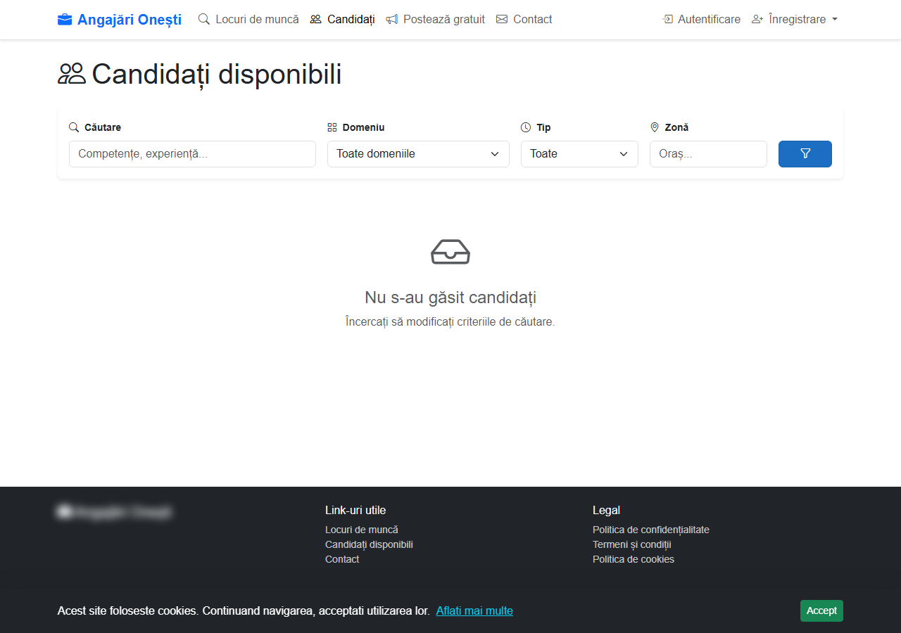 Anunturi disponibilitate candidati